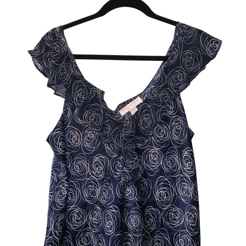 Oscar de la Renta Nightie Pink Label Navy Swirl Print Mini Chemise Medium - Picture 5 of 10